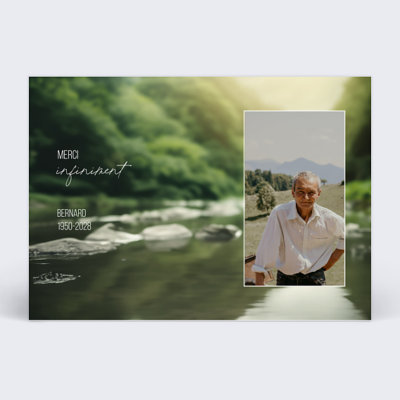 Carte remerciement décès Paysage zen Recto