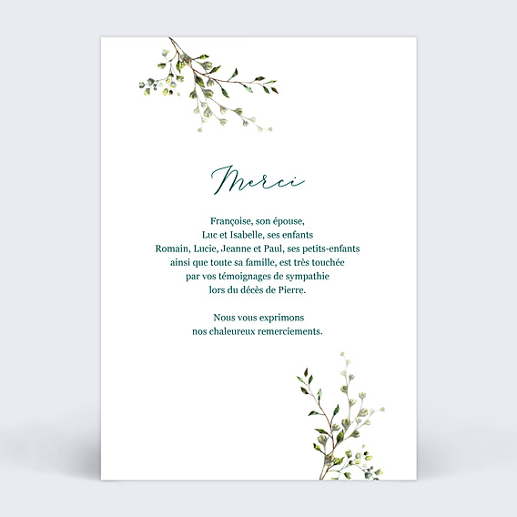 Remerciements Décès Brins d'Herbarium