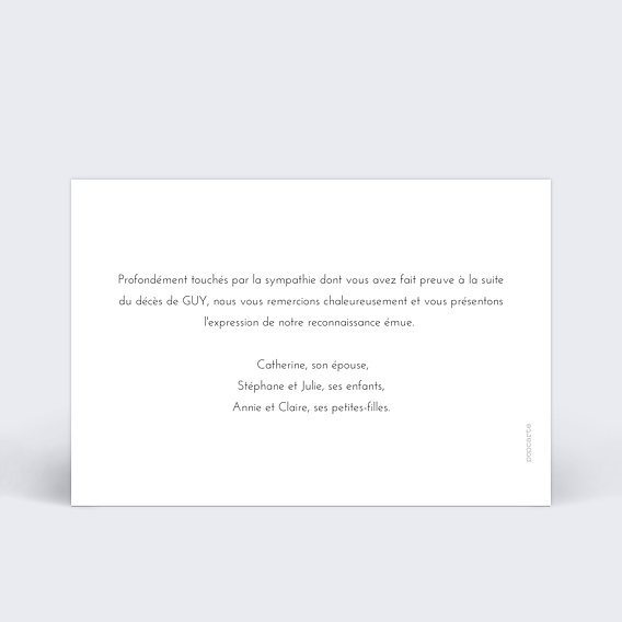 Carte remerciement décès Pissenlit Verso