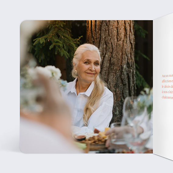 Carte remerciement décès Papillon Rose Intérieur Gauche