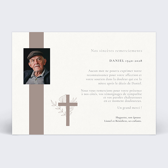 Remerciements Décès Croix et photo