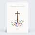 Carte remerciement décès Chretien fleuri