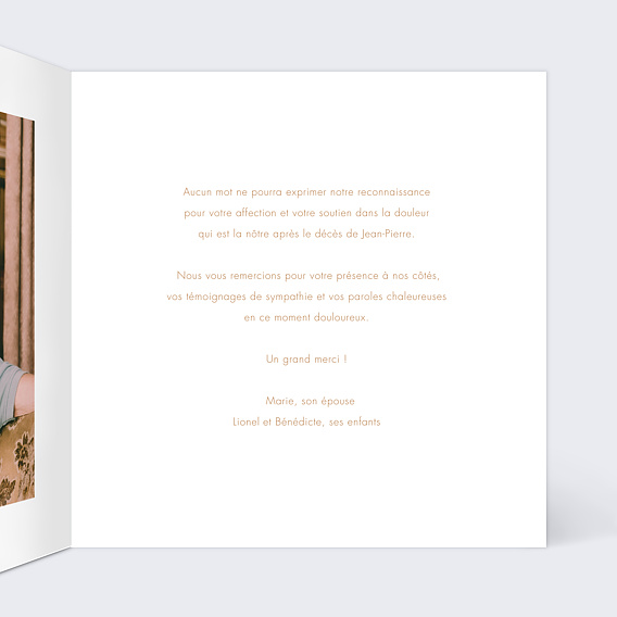 Carte remerciement décès Étiquette Jardin Sauvage Intérieur Droit