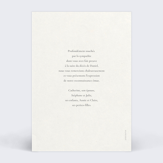 Carte remerciement décès Paysage blé Verso