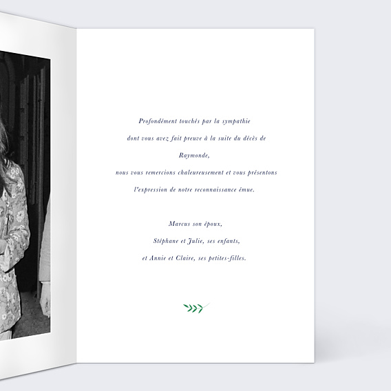 Remerciements Décès Grande Lettrine Colombe