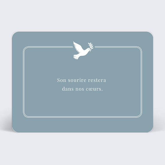 Carte remerciement décès Douce Colombe Recto