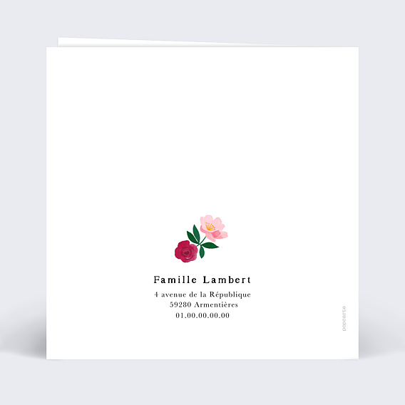 Remerciements Décès Ronde de Fleurs Roses
