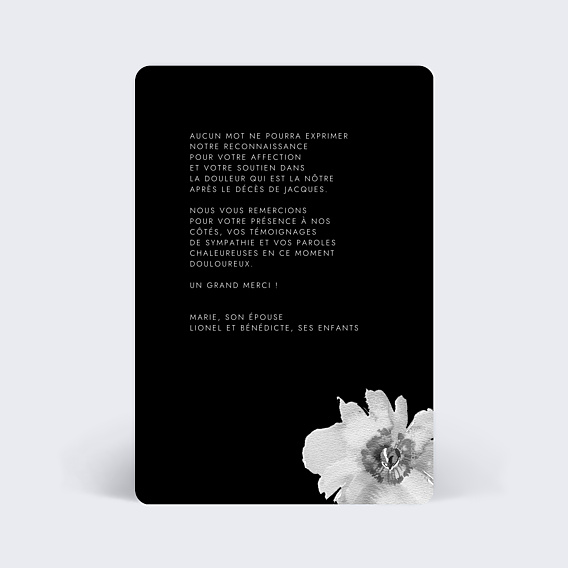Remerciements Décès Fleurs Classiques
