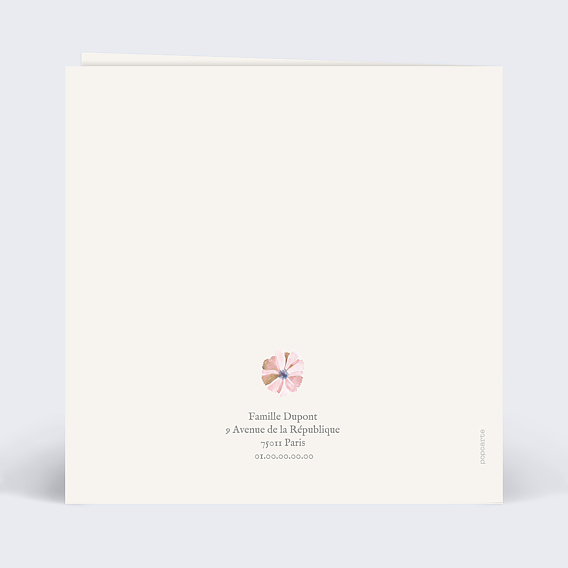 Carte remerciement décès Motif fleurs sauvages Verso