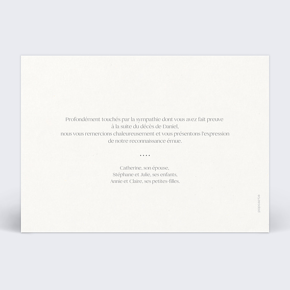 Carte remerciement décès Blé photo Verso