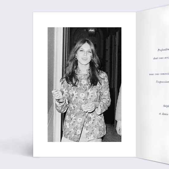 Carte remerciement décès Grande Lettrine Colombe Intérieur Gauche