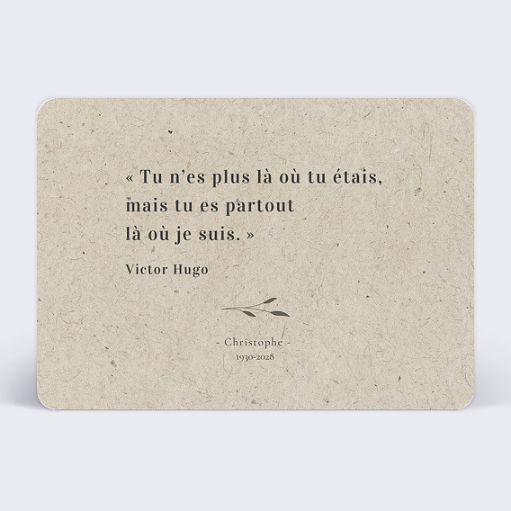 Carte remerciement décès Doux repos