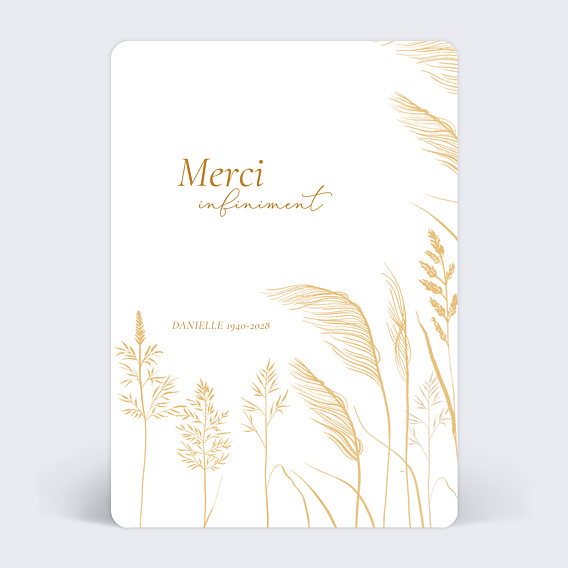 Carte remerciement décès Rêve Bohème