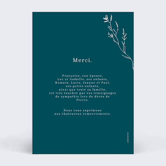 Remerciements Décès Fleurs Séchées