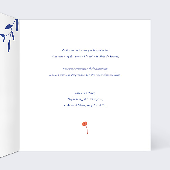 Remerciements Décès Merci Fleuri
