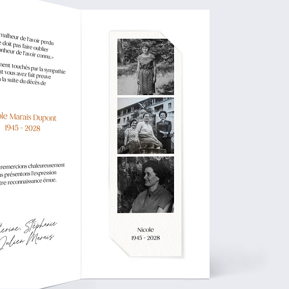 Carte remerciement décès Blé Champêtre Intérieur Droit