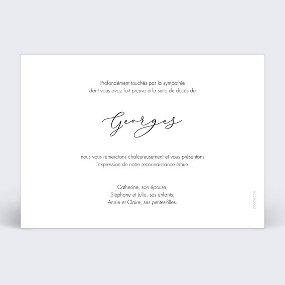 Carte remerciement décès Votre Photo ici Verso