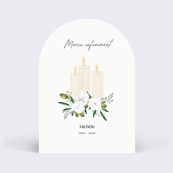 Remerciements Décès Bougie et fleurs