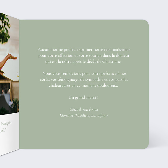 Carte remerciement décès Soliflore Intérieur Droit