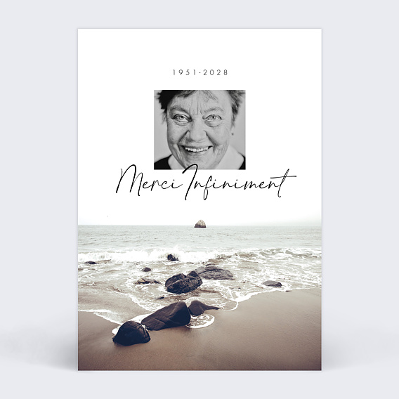 Carte remerciement décès Horizon Recto