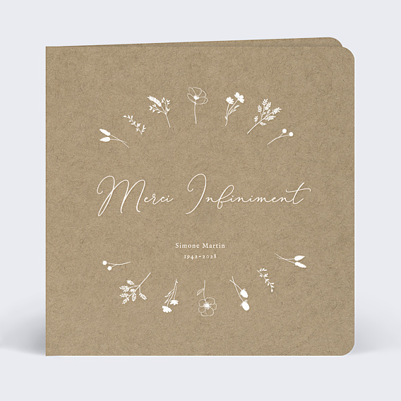 Carte remerciement décès Fleurs Éparses