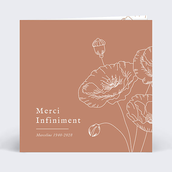 Carte remerciement décès Coquelicot