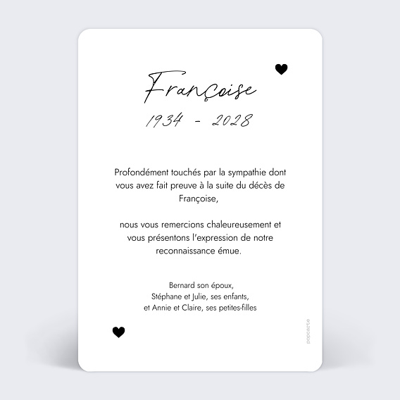 Remerciements Décès Photo Coeur