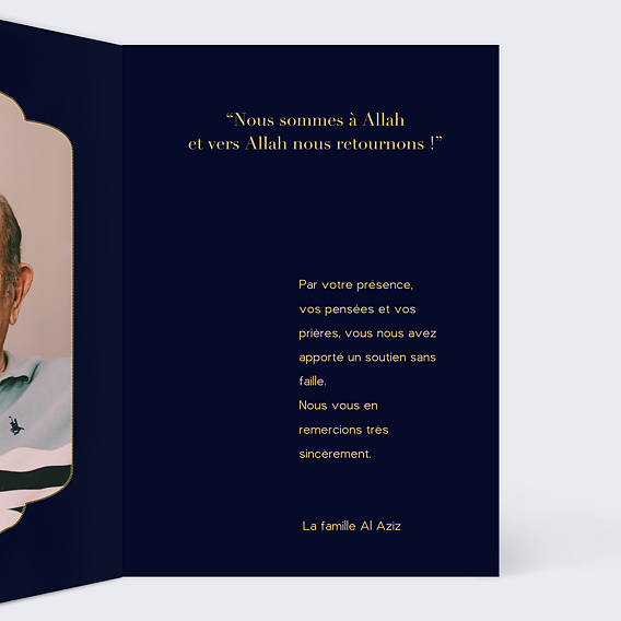 Carte remerciement décès Alhabu Intérieur Droit
