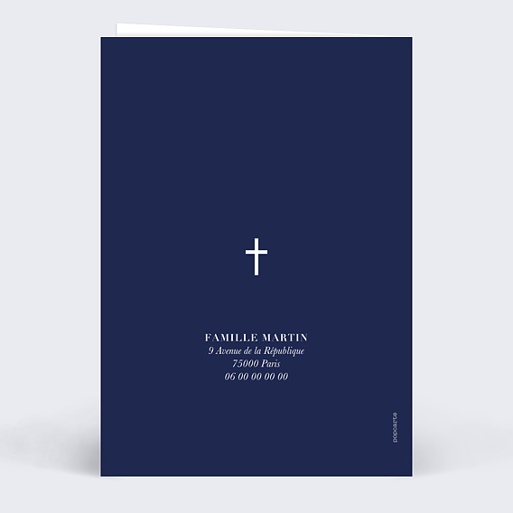 Carte remerciement décès Grande Lettrine Colombe Verso