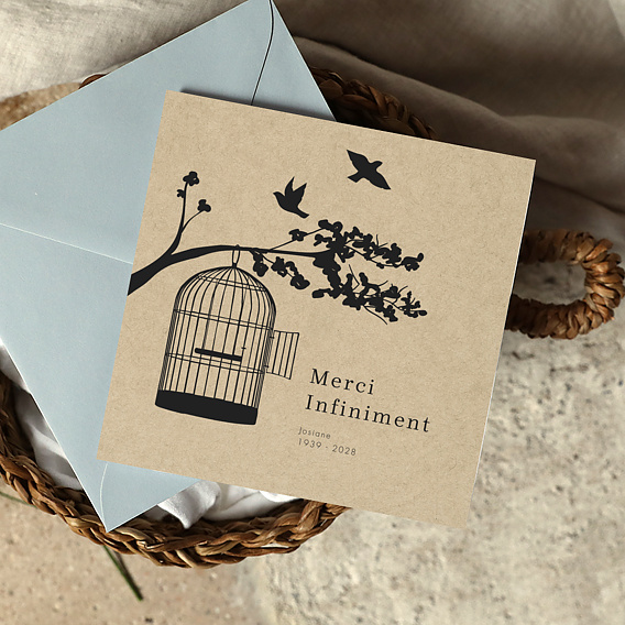 Carte remerciement décès Colombe de Paix Après 1
