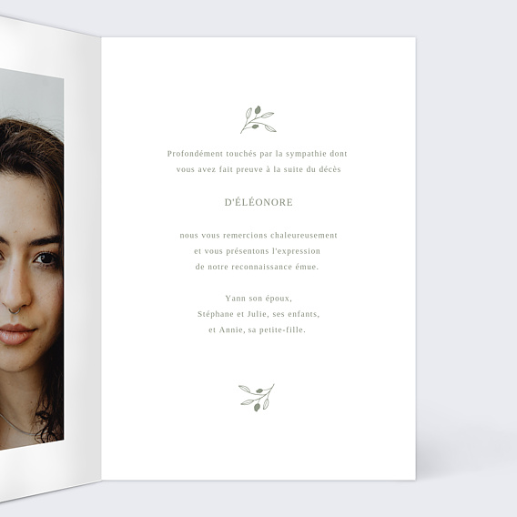 Carte remerciement décès Photomaton Amande Intérieur Droit