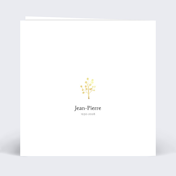 Carte remerciement décès Citation Végétal Verso