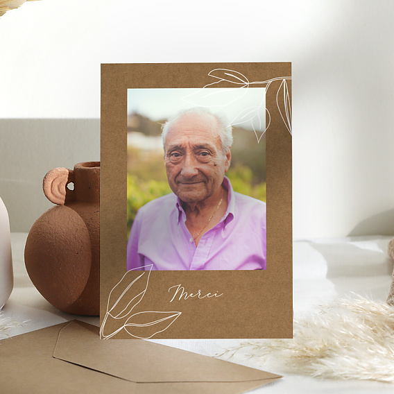 Carte remerciement décès Esquisse Florale Après 1