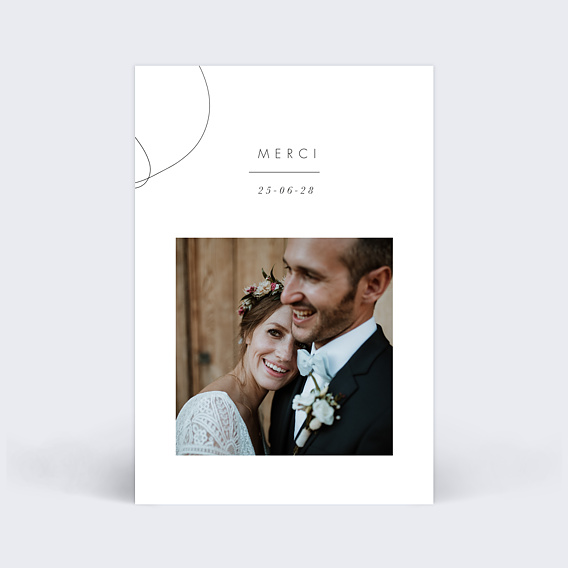 Carte remerciement mariage Affection