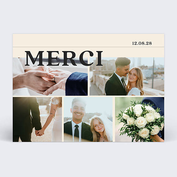 Carte remerciement mariage Amour et joie