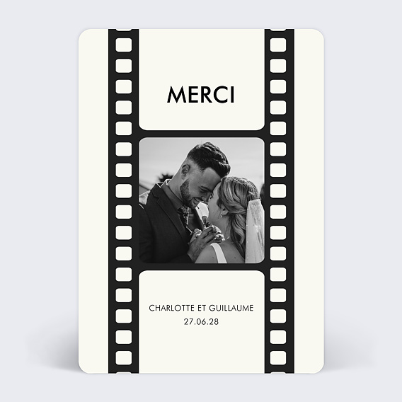 Carte remerciement mariage Bande Cinéma