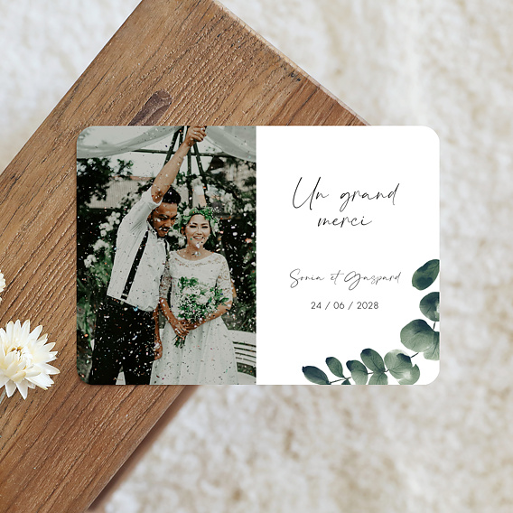 Carte remerciement mariage Branche d’Eucalyptus