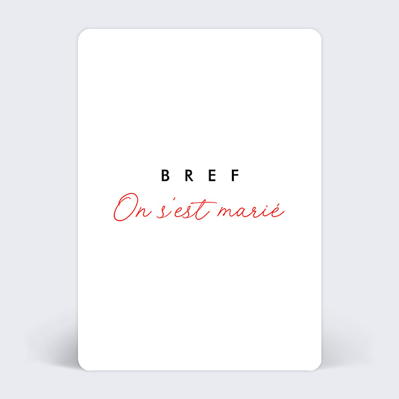 Carte remerciement mariage Bref, merci
