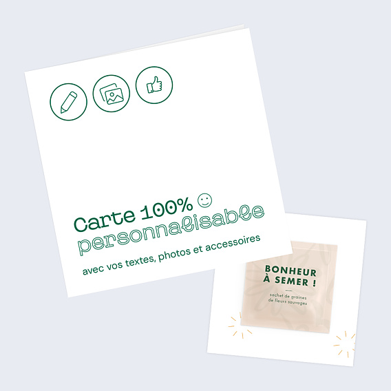 Carte remerciement mariage Carte Graines 100% Personnalisable