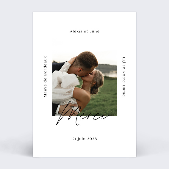 Carte remerciement mariage Certificat Graphique