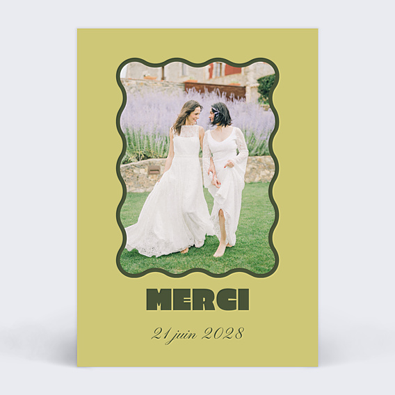 Carte remerciement mariage Citrus wavy