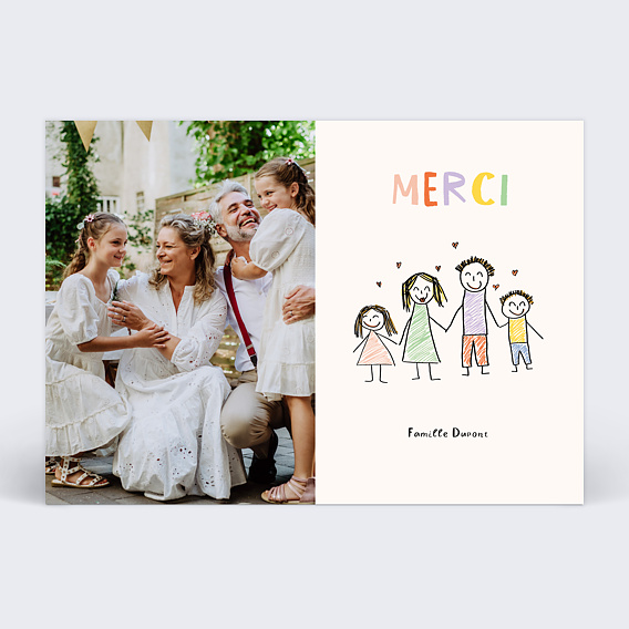 Carte remerciement mariage Dessin Papa et Maman