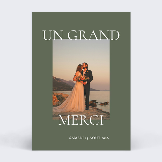 Carte remerciement mariage Deux prénoms photo