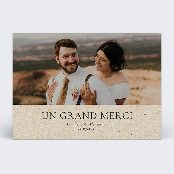 Carte remerciement mariage Élégance Intemporelle Kraft