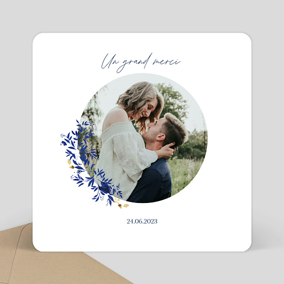 Carte remerciement mariage Esprit Azulejos
