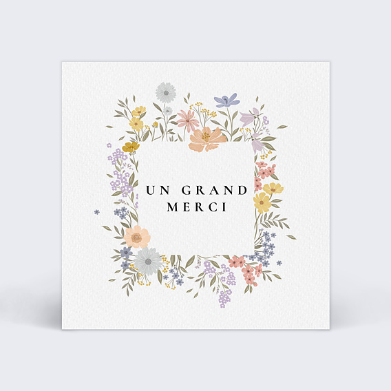 Carte remerciement mariage Étiquette Printanière