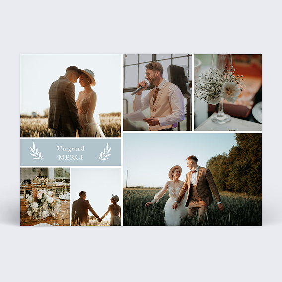 Carte remerciement mariage Etiquette végétal