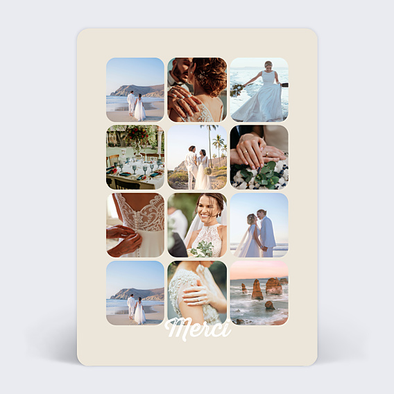 Carte remerciement mariage Grille arrondie