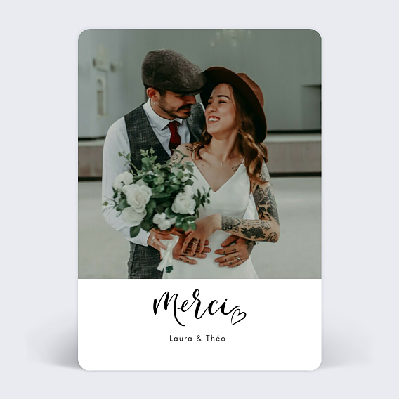 Carte remerciement mariage Harmonie Simple