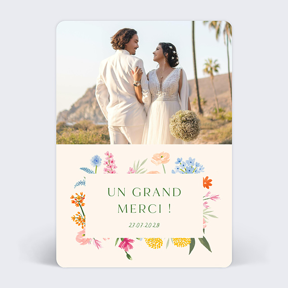 Carte remerciement mariage Jardin